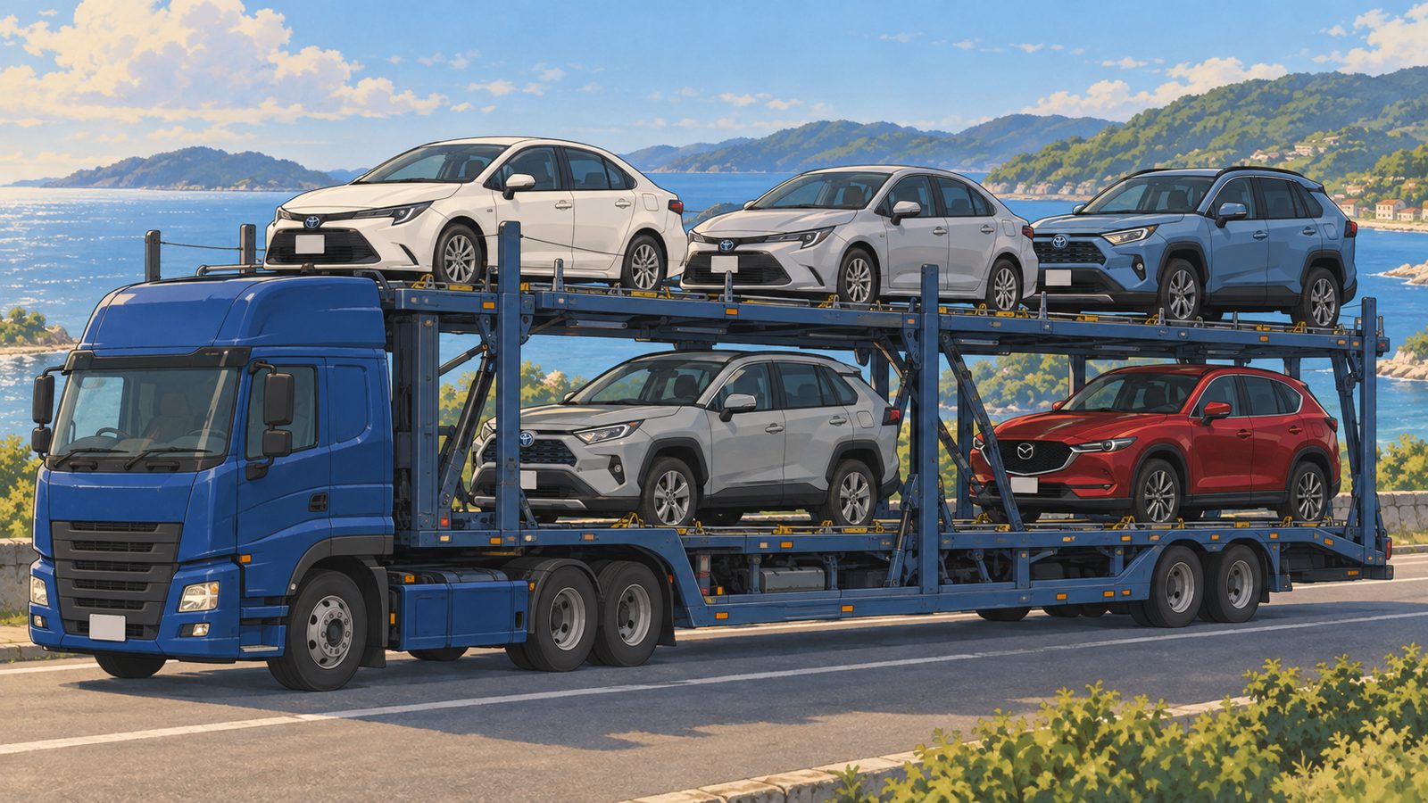 автовоз с Toyota и Mazda